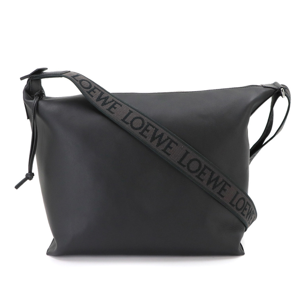 Loewe Cubi Crossbody Bag, Leather, Black, B906K70X13, Silver Hardware